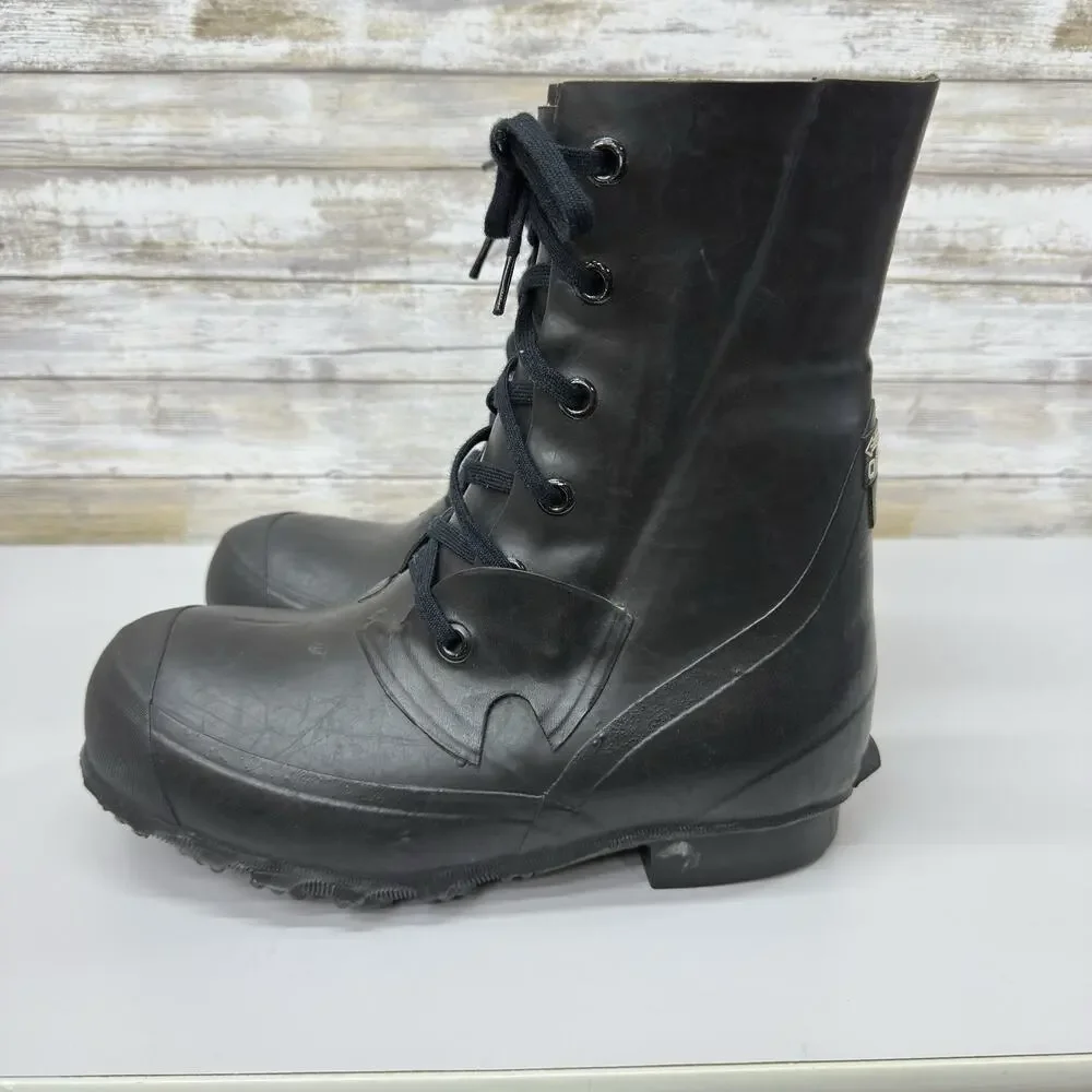 Vintage Hood QMC US Military Mickey Mouse Rubber Boots Black Lace Up Size 8R